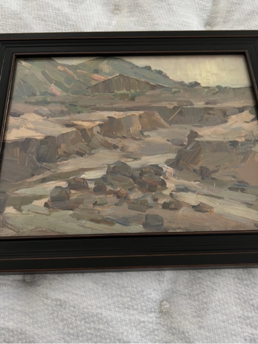 Muted Coastal Landscape Oil Painting - Vintgae